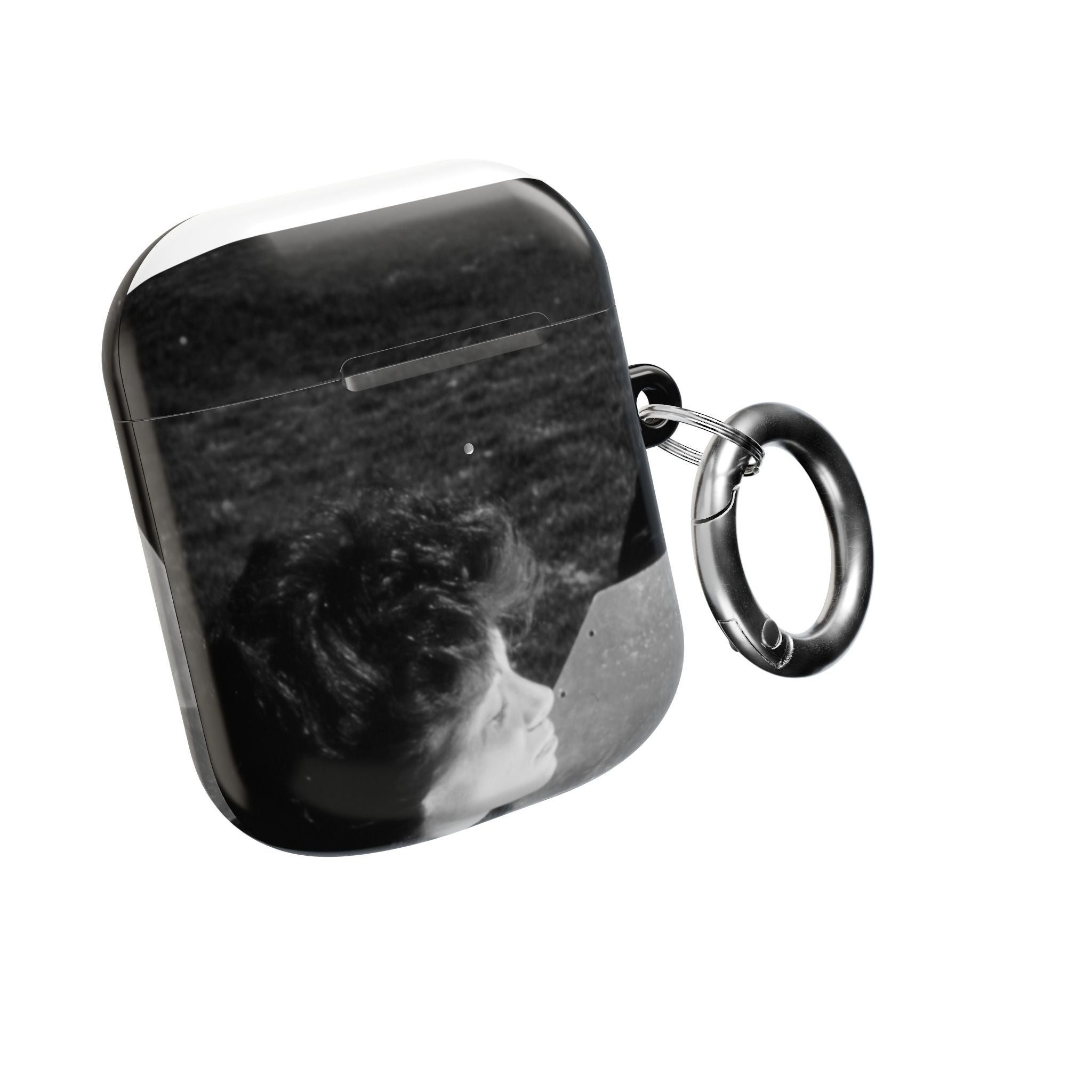 Black and White  Americana Portrait airpod Case | Magnetic Impact-Resistant Case |woman sunning herself with foil | 1970s Americana | gift