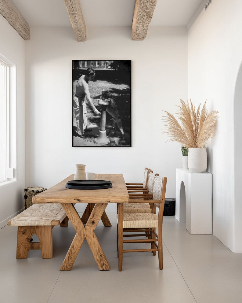 Americana Black white man with dog photo glicee| Masculine wall art | gallery walls| museum quality paper