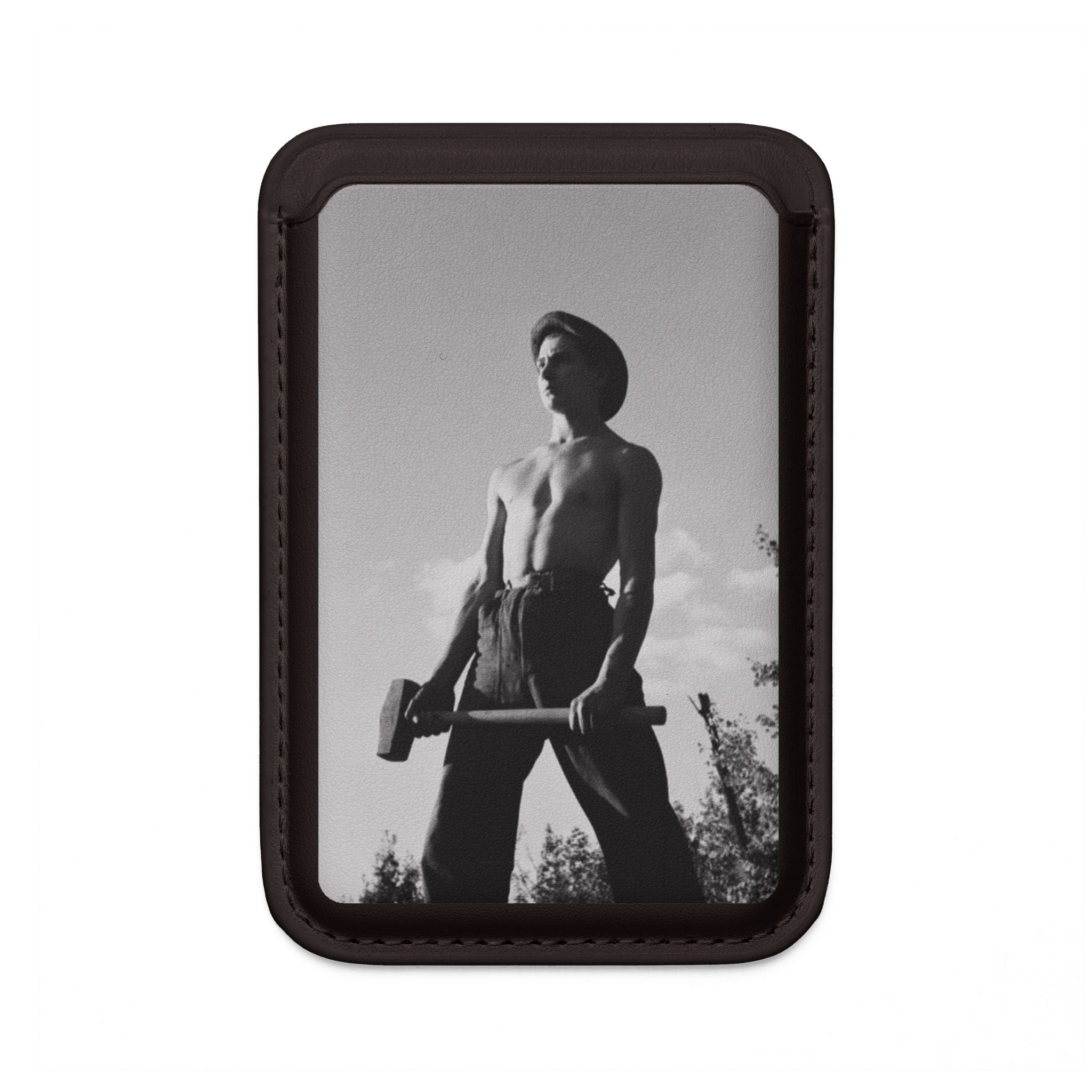 Vintage Male Silhouette Photo Vegan Wallet | MagSafe Compatible