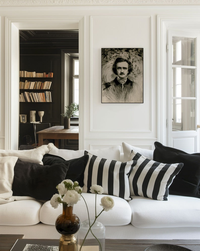 wall art Edgar Allan Poe  | Gothic Literature Wall Art | Vintage Literary Print | Dark Academia Decor | Classic Author Portrait