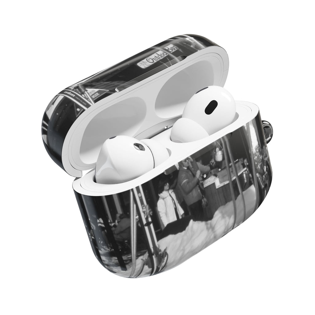 Vintage Black and White Market Photo AirPod Case | Retro Street Scene