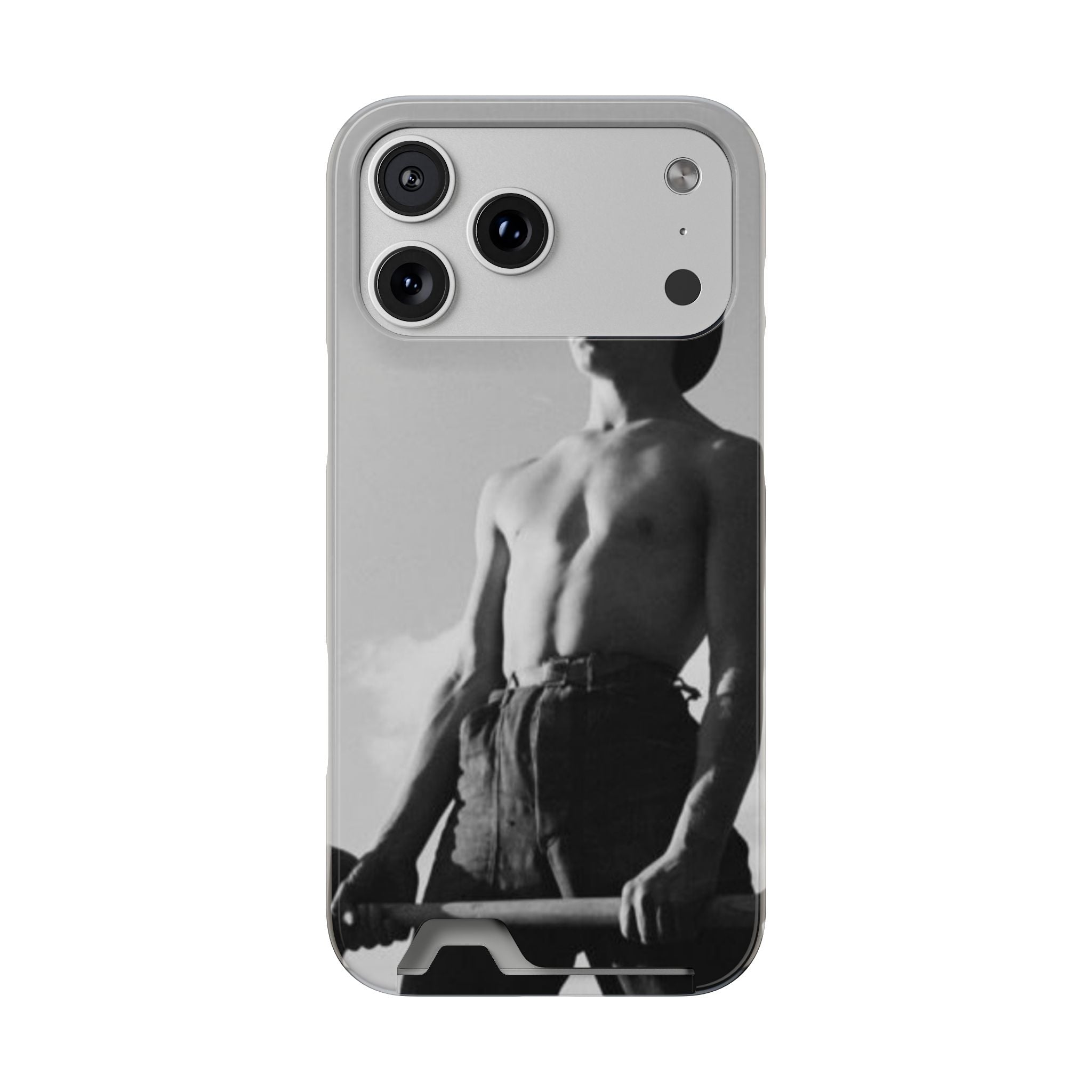 Masculine Black and White Shirtless Cowboy Phone Case with Card Holder | iphone 17 16 15 s26 | gift for him her
