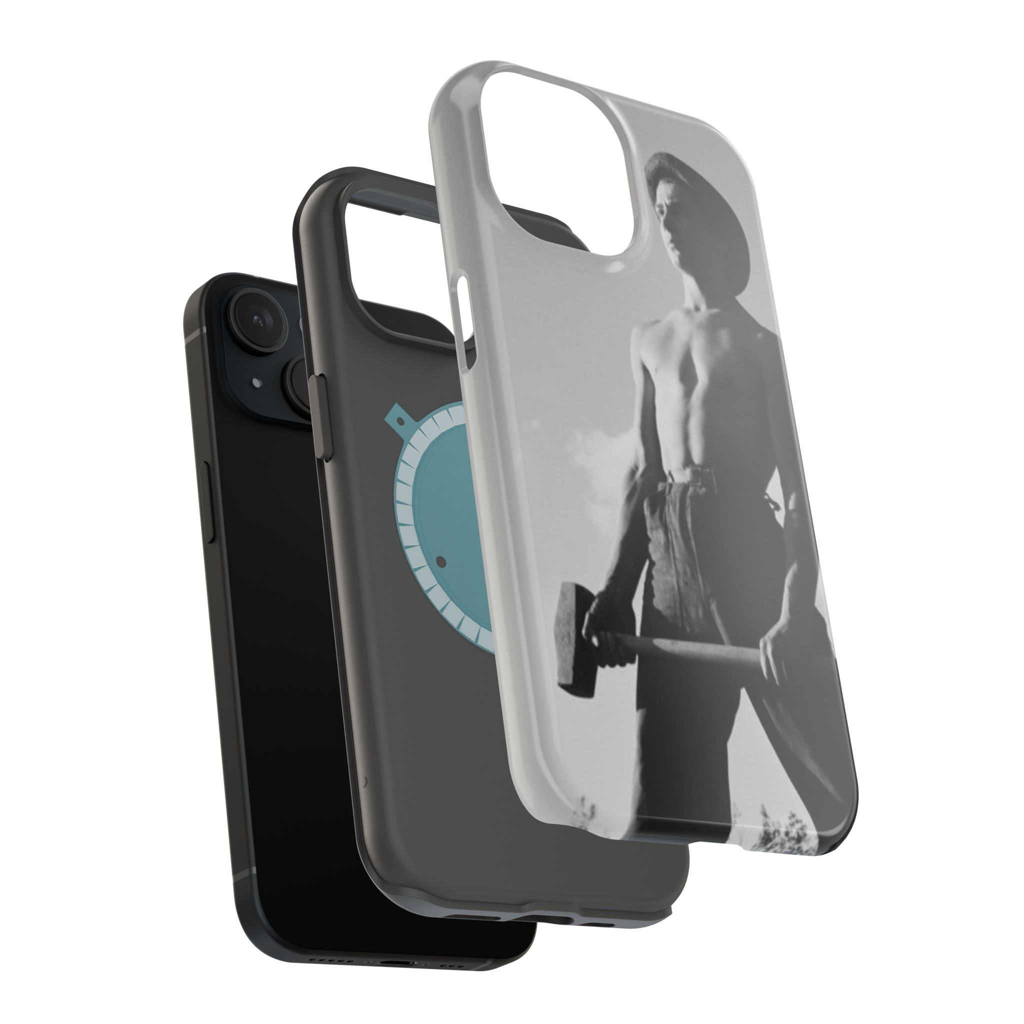 Shirtless Farmer with Sledgehammer Phone Case | Impact-Resistant Magnetic