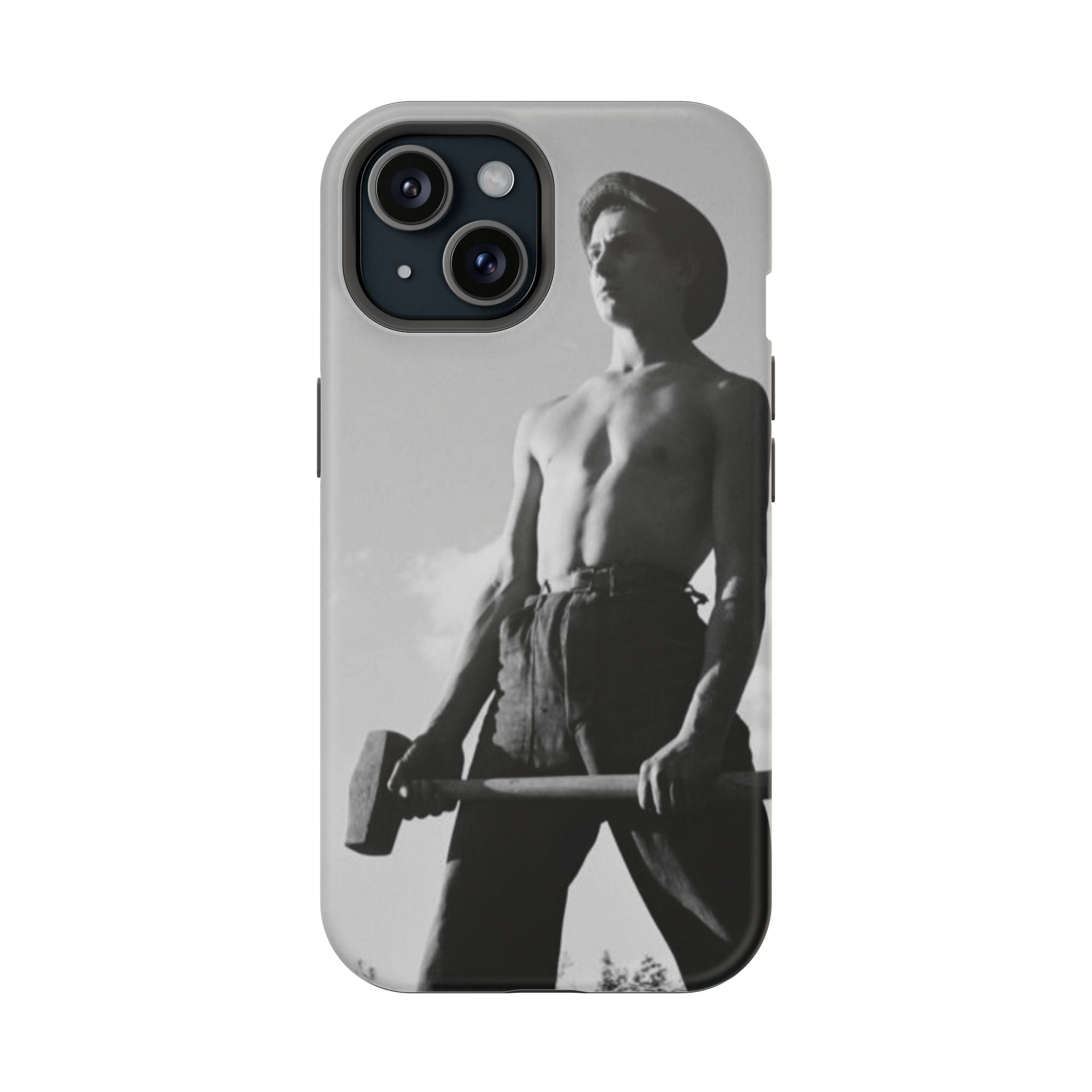 Shirtless Farmer with Sledgehammer Phone Case | Impact-Resistant Magnetic