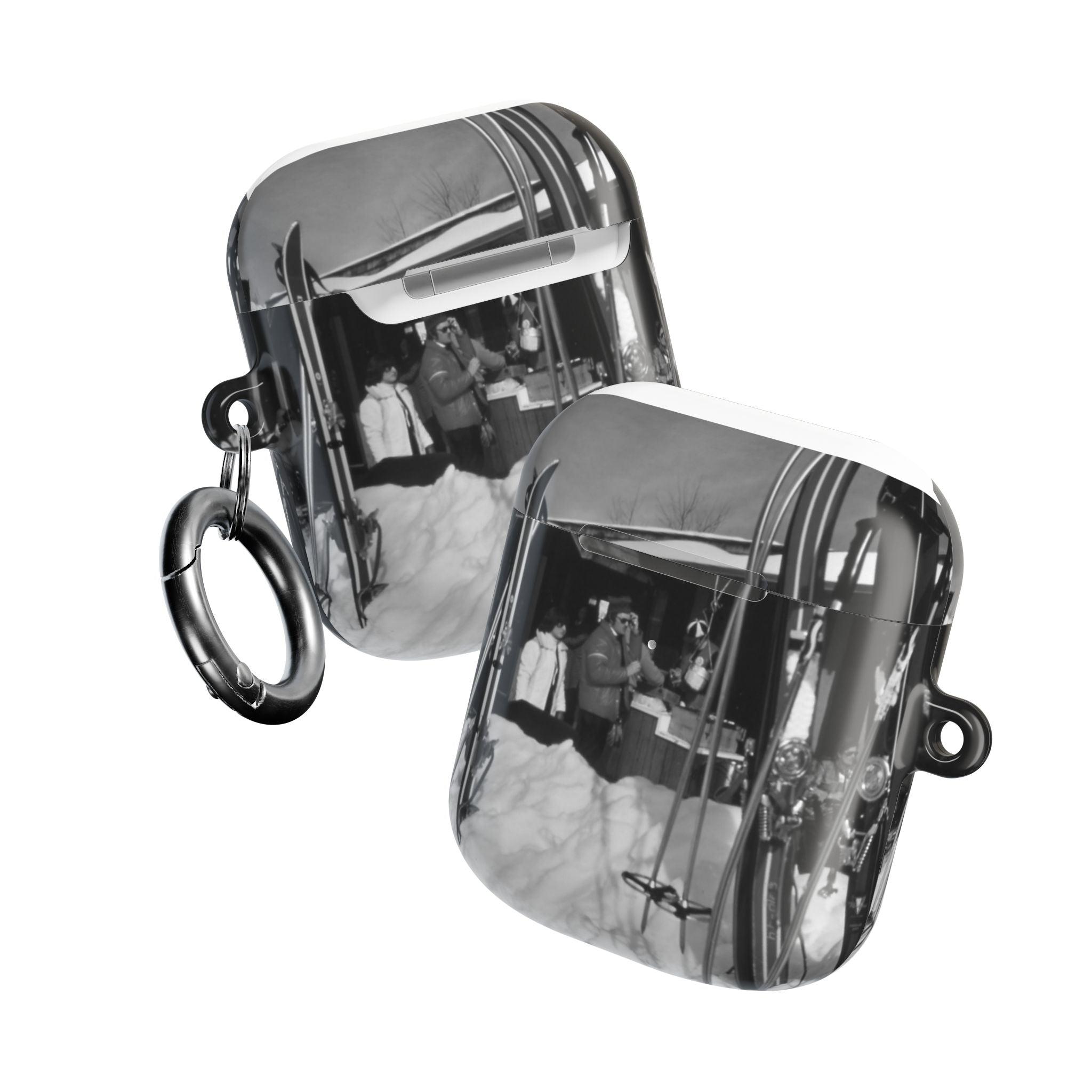 Vintage Black and White Market Photo AirPod Case | Retro Street Scene