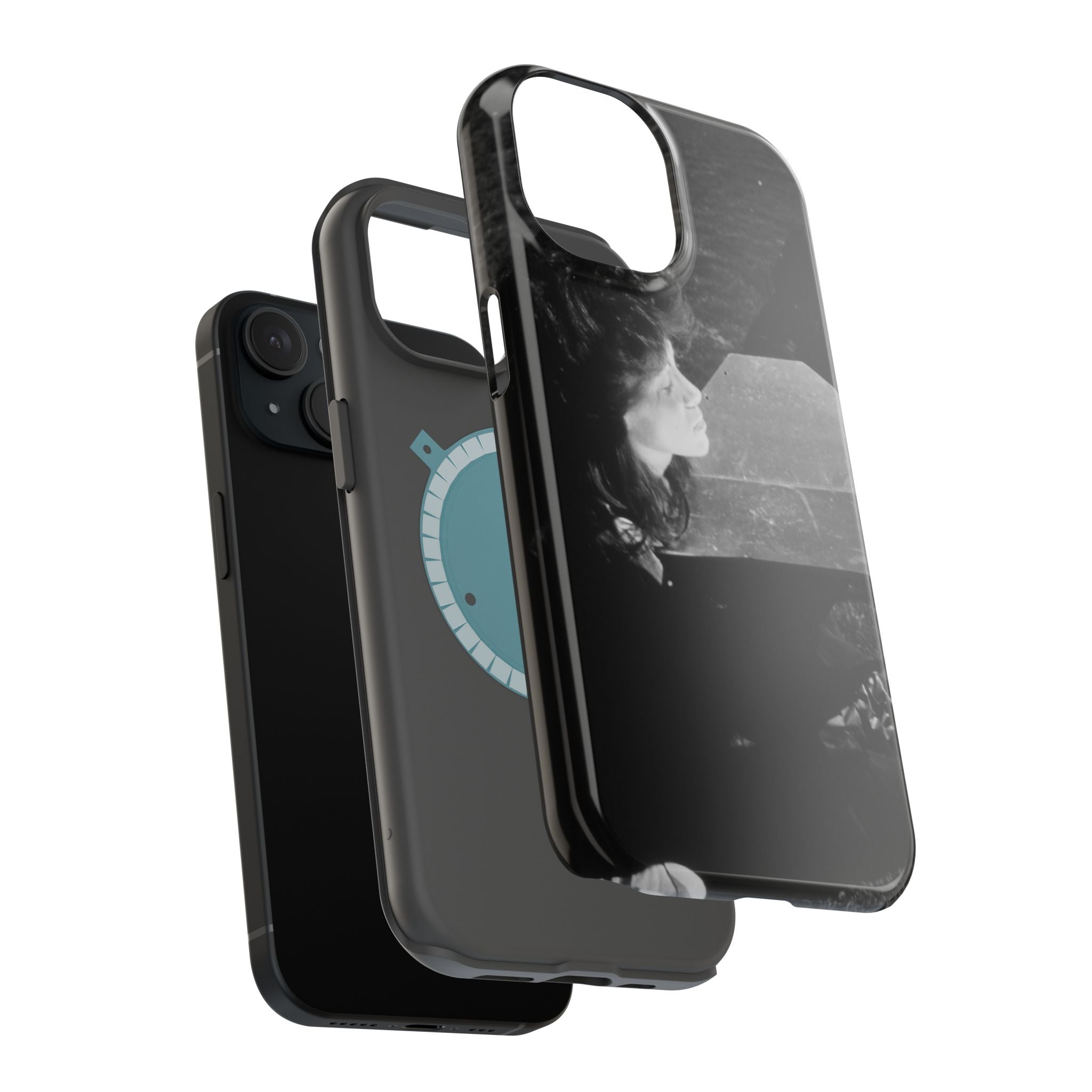 Black and White  Americana Portrait Phone Case | Magnetic Impact-Resistant Case |woman sunning herself with foil | 1970s Americana | gift