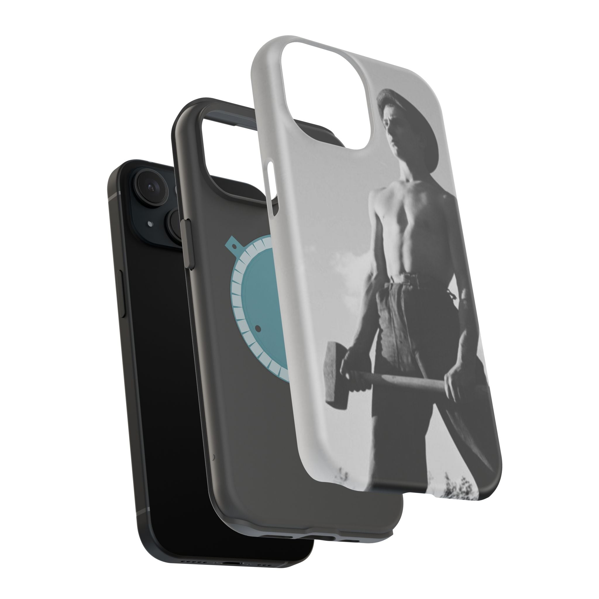 Shirtless Farmer with Sledgehammer Phone Case | Impact-Resistant Magnetic