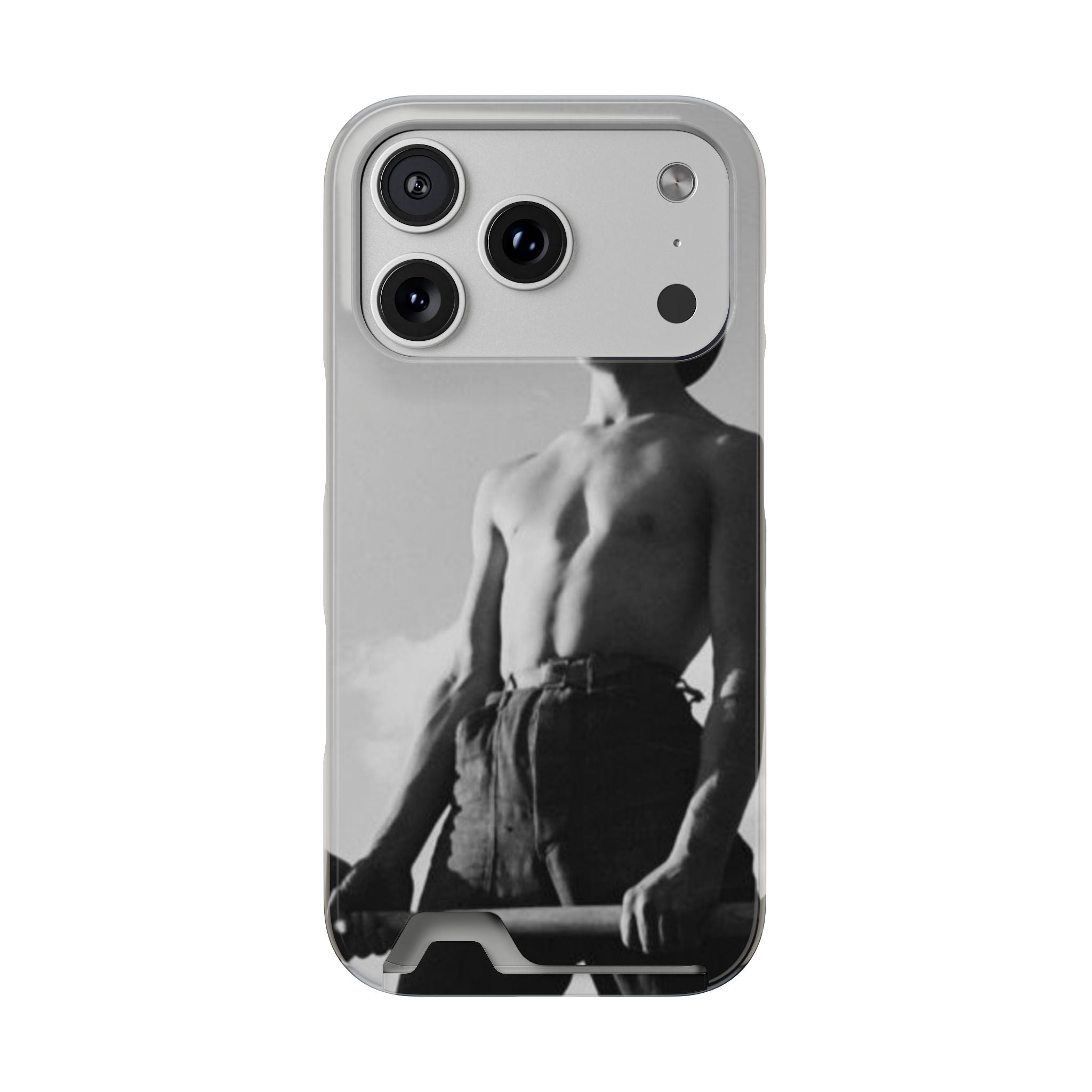 Masculine Black and White Shirtless Cowboy Phone Case with Card Holder | iphone 17 16 15 s26 | gift for him her