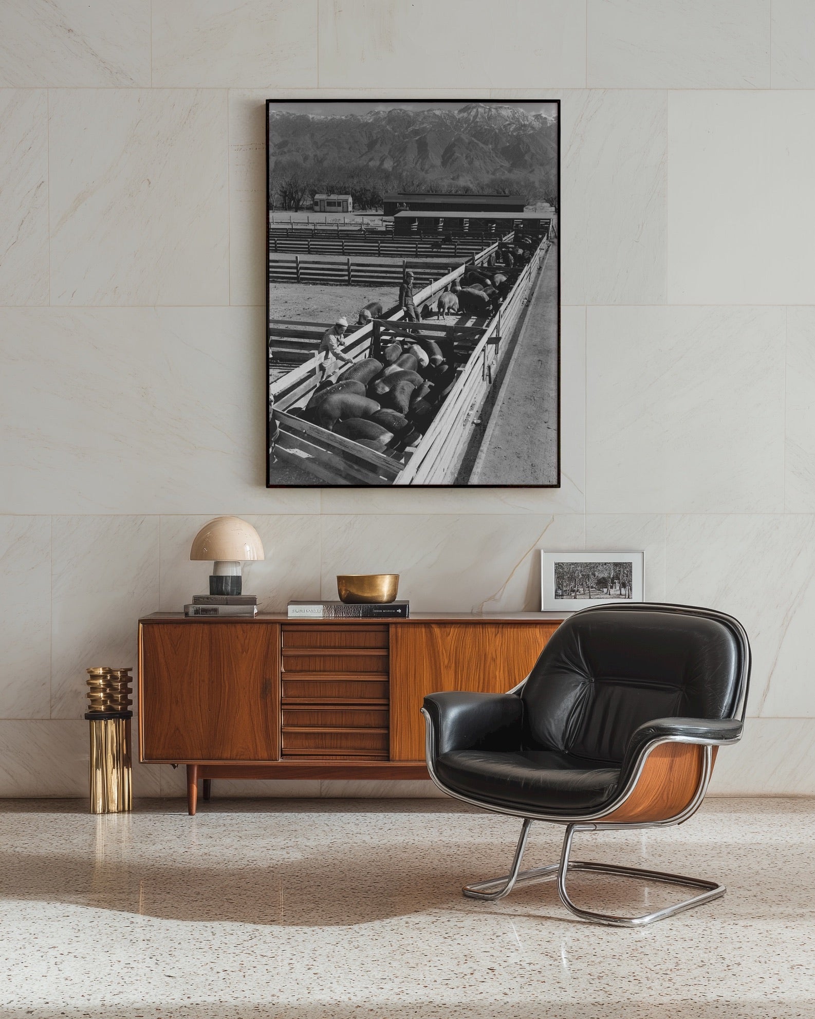 Ansel Adams Manzanar Hog Farm Print - Japanese American Internment Camp WW2 Historical Black White Photography Wall Art