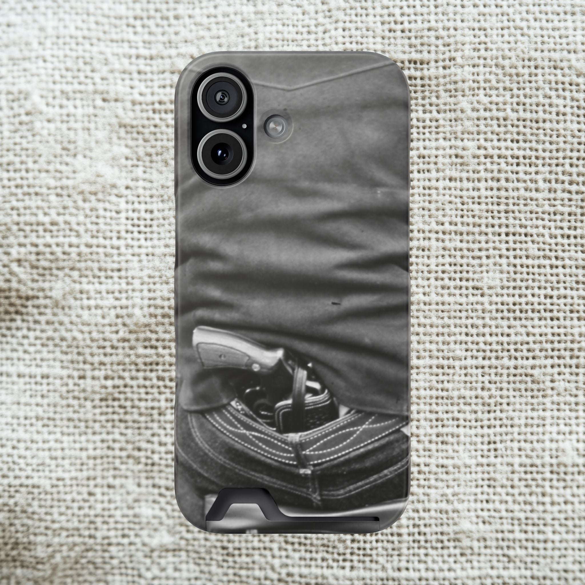 Vintage Revolver in Pocket phone case 2 card holder | Samsung 26 iphone 17 16 15 | Masculine | Monochrome Americana | rustic office decor