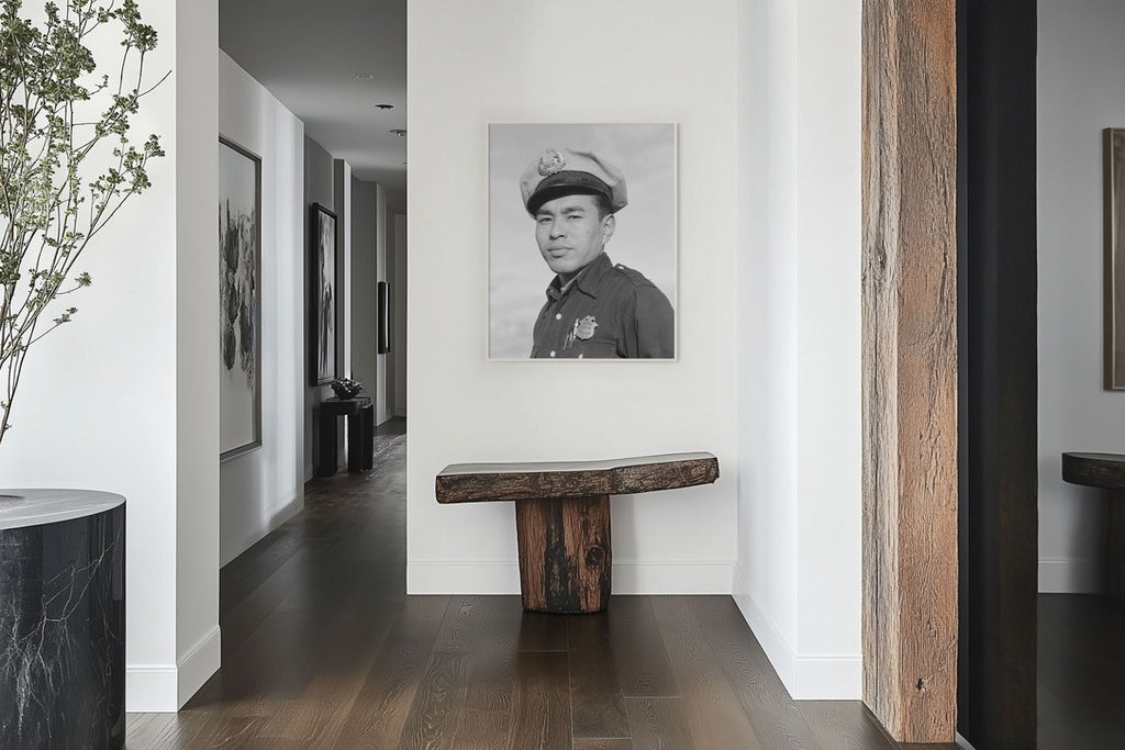 Ansel Adams — Manzanar Police Officer Portrait (1943) | Historic Black & White Photography | Museum Quality Wall Art | gift ready