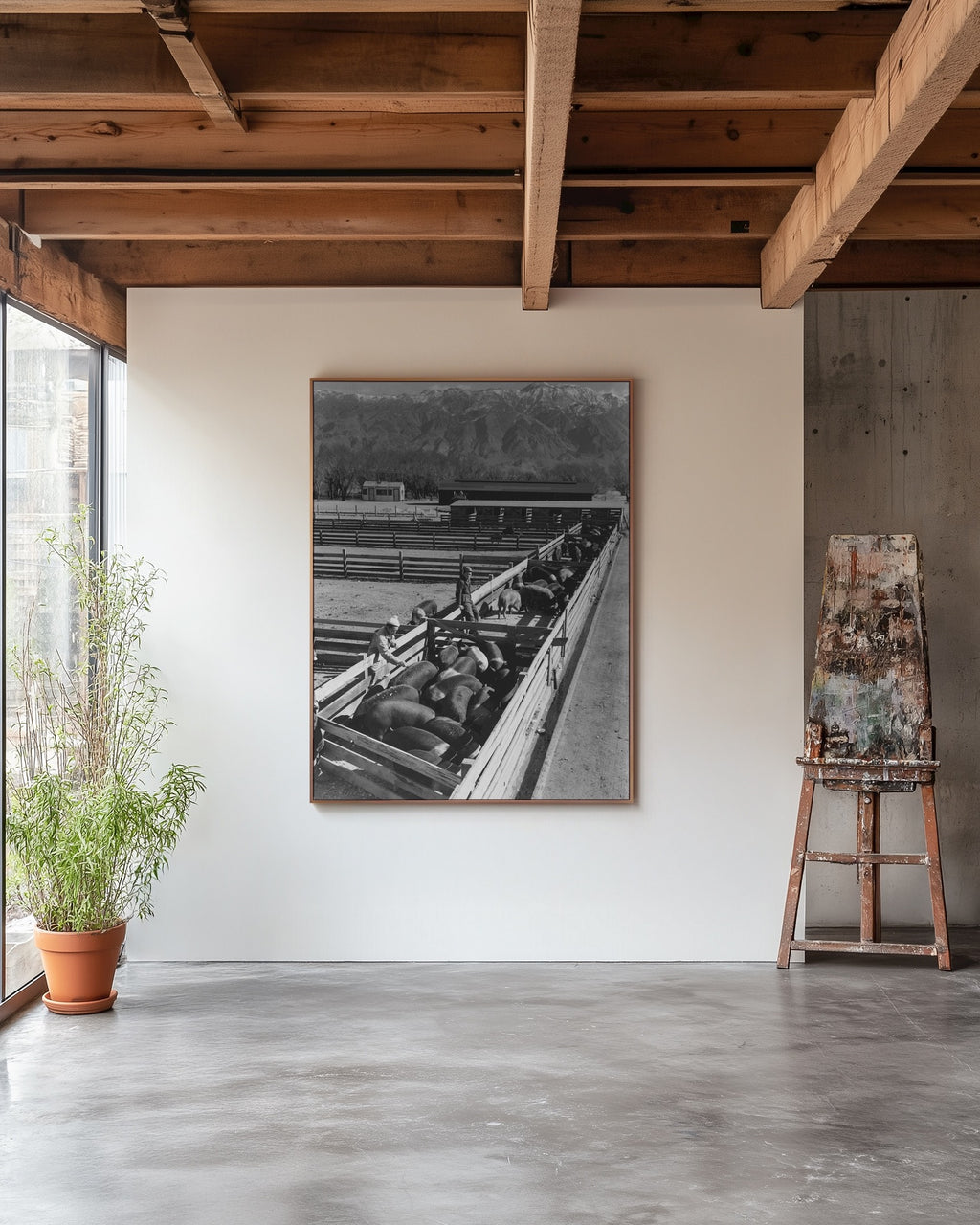 Ansel Adams Manzanar Hog Farm Print - Japanese American Internment Camp WW2 Historical Black White Photography Wall Art