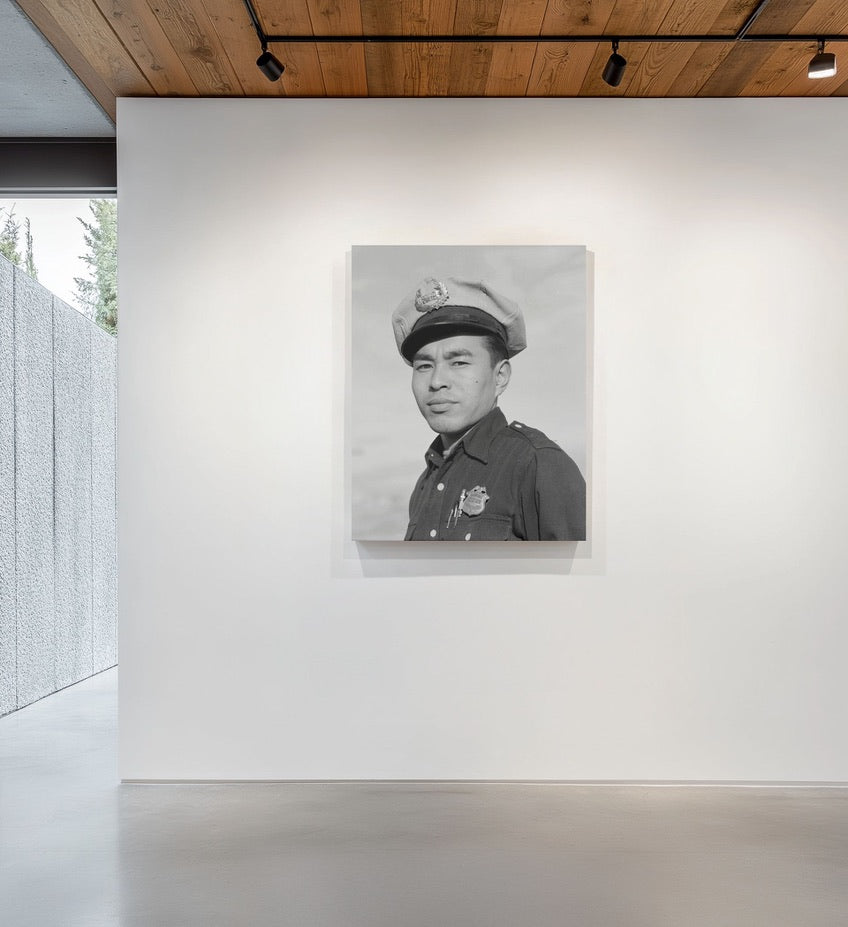 Ansel Adams — Manzanar Police Officer Portrait (1943) | Historic Black & White Photography | Museum Quality Wall Art | gift ready
