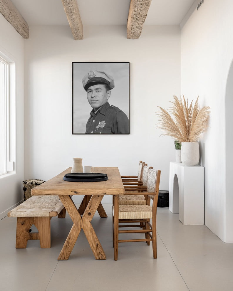 Ansel Adams — Manzanar Police Officer Portrait (1943) | Historic Black & White Photography | Museum Quality Wall Art | gift ready
