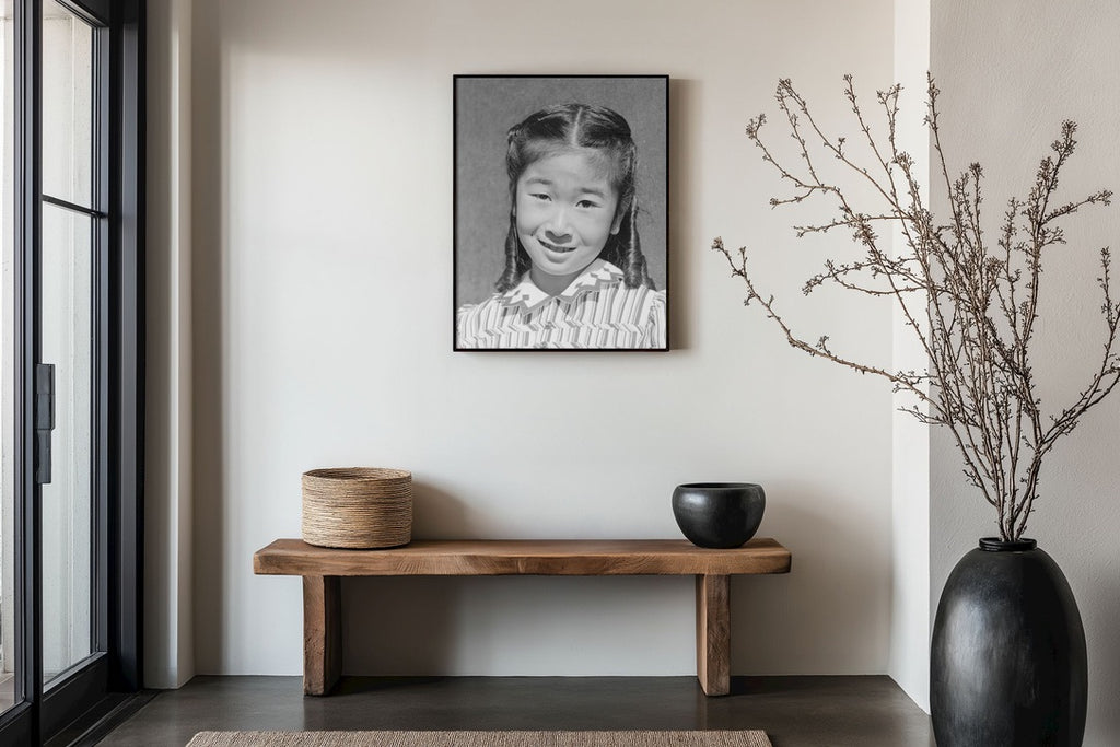 Ansel Adams — Manzanar Portrait of Japanese American Girl | Museum Quality Black & White Giclée Print | Historic Documentary Photography