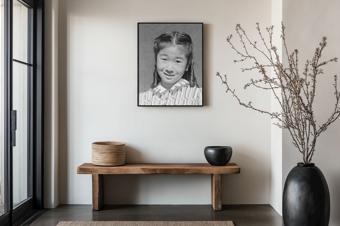 Ansel Adams — Manzanar Portrait of Japanese American Girl | Museum Quality Black & White Giclée Print | Historic Documentary Photography